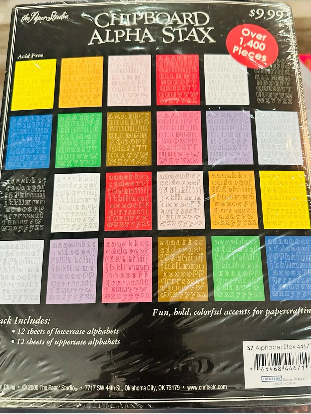 The Paper Studio Chipboard Alpha Stax - Multicolor Letter Stickers